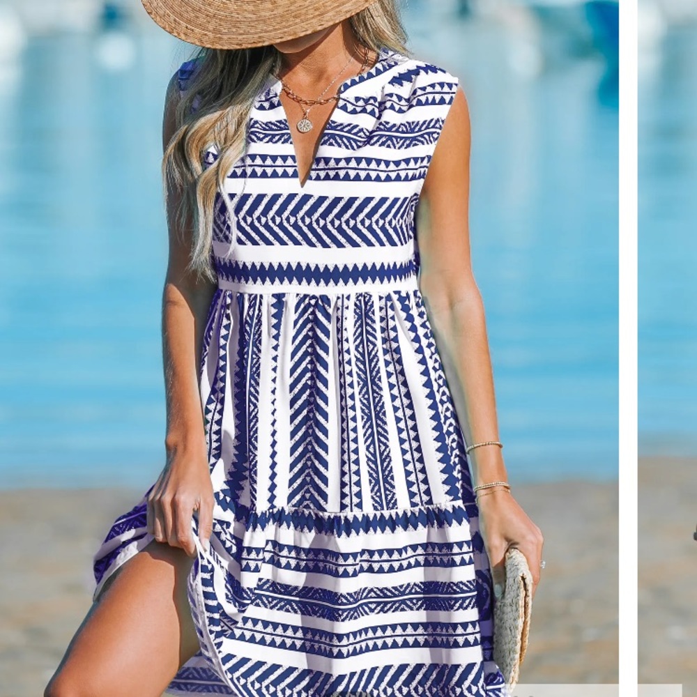 CUPSHE geo striped sleeveless dress